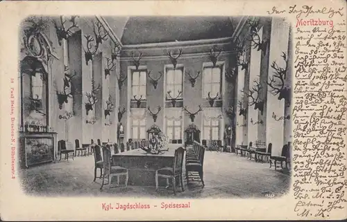 Jadgschloss Moritzburg, Speisesaal, gelaufen 1903