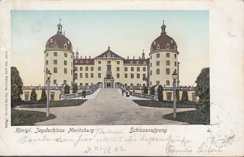Jagdschloss Moritzburg, Schlossaufgang, gelaufen 1902