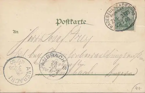 Gruss aus dem Kurhaus Friedewald, Bahnpost, Zug 3373, gelaufen 1900