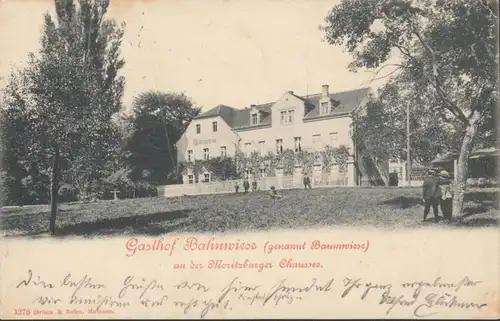 Moritzburg Gasthof Bahnwiese, Moritzburger Chaussee, gelaufen 1902