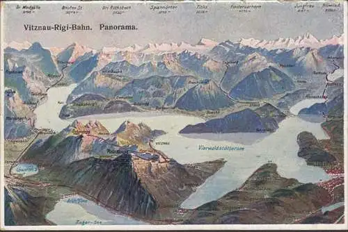 AK Rigi, Vitzgau Rigi Bahn, Rigi Scheidegg Bahn, Fahrplan, Ausflugsziele, Klappkarte, ungelaufen