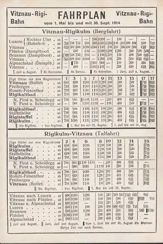 AK Rigi, Vitzgau Rigi Bahn, Rigi Scheidegg Bahn, Fahrplan, Ausflugsziele, Klappkarte, ungelaufen