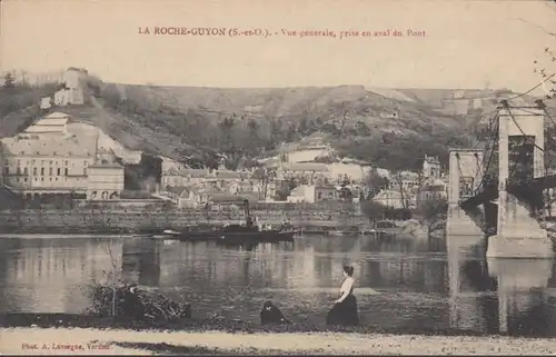 La Roche Guyon, Vue generale, prise en aval du Pont, non circulé