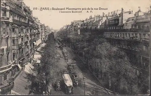 Paris Boulevard Montartre pris de la Drouot, circulé 1926
