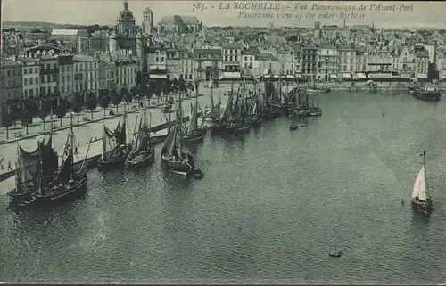 La Rochelle Vue Panoramique de l'Avant Port, gelaufen 1922