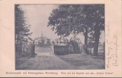 Moritzburg Brüderanstalt mit Rettungshaus, Blick auf Kapelle, gelaufen 1912