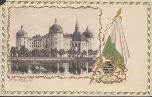 Jagdschloss Moritzburg, Präge AK, gelaufen 1903