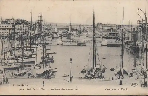 Le havre Bassin du Commerce, Commerce Dock, circulé 1921