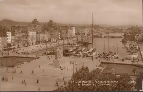 Le Havre Place Gambetta et Bassin du Commerce, Photo Card, non circulé