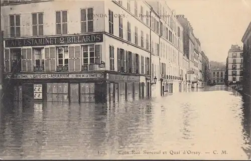 Inondations Paris Coin Rue Surcouf et Quai d'Orsay, non circulaire