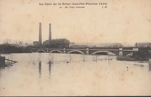 Paris La Grande Crue Au Pont national, Manufature de Chaussures a la Grosse Botte, non circulé