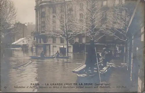 Paris La Grande Crue Inondation d'Auteuil, Sapers du Génie et Sauveurs, non circulaire