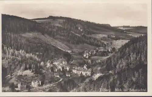 Triberg vue dans la vallée de Schacht, incurvée