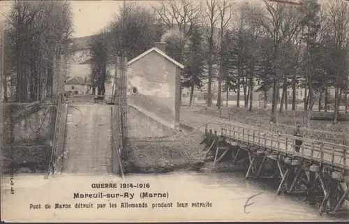 Mareuil-sur-Ay Pont de Marne détruit par les Allemands, non circulaire