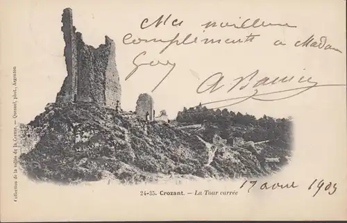 Crozant La Tour carrée, circulé 1903