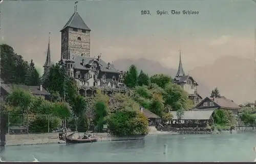AK Spiez, Das Schloss, gelaufen 1909