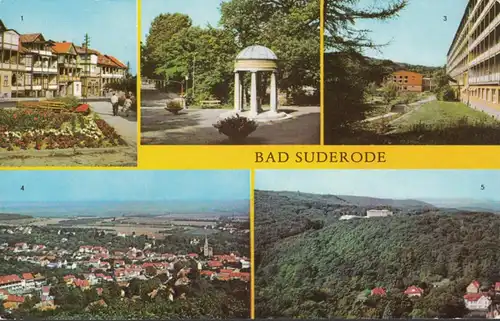 AK Bad Suderode, Place de l'Hôtel de Ville, Fontaine, Sanatorium, Tour de Müntzer, incurvée
