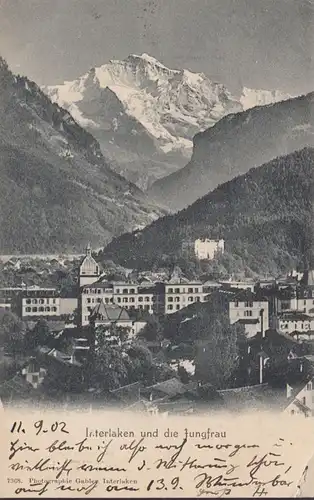 Interlaken und die Jungfrau, gelaufen 1902