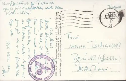 Kiel, Lorentzendamm, enregistrement d'avion, courrier de terrain, couru en 1941