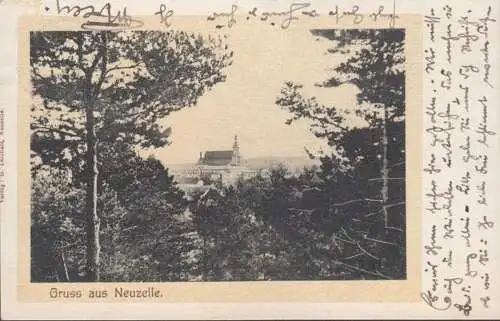 Gruss aus Neuzelle, Kloster, Passepartout, gelaufen 1903