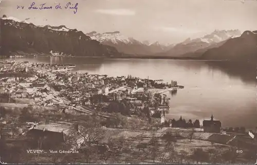 Vevey, Vue Générale, Colmar Tampon d'essai, circulé 1915