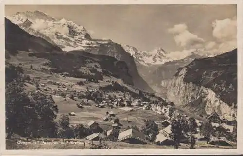 Wengen avec la Vierge et Breithorn, alu 1929