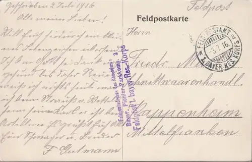 Cimetière de Lans?, Poste de terrain, Bayerische Pionier Parkkompanies 3, couru en 1916