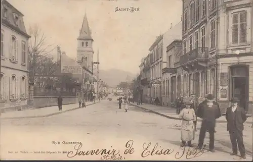 Saint-Dié, rue Gambettae, circulé 1904