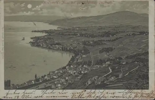 Montreux, Vue prise du rhigi vaudois, circulé 1903