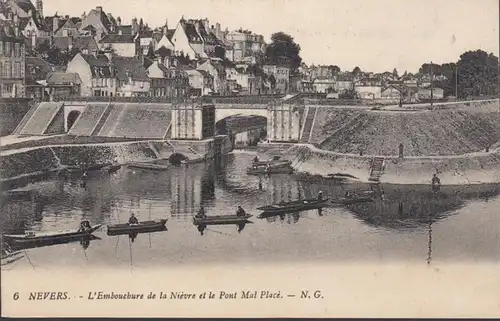 Nevers, L'Embouchure de la Nièvre et le Pont Mal Placé, non circulé