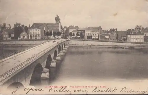Saint-Jean-de-Losne, Vue Générale et Pont sur la Saône, circulé 1903
