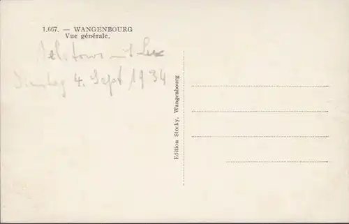Wangenbourg, Vue générale, non circulaire- date 1934