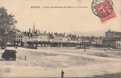 Autun, Place du Champ de Mars et Terrasse, circulé 1907