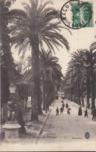 Hyères, Avenue des Palmiers, circulé 1916