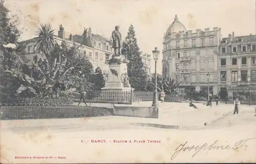 CPA Nancy, Statue, Place Thiers, circulé 1901