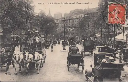 Paris, Boulevard Montmarire, circulé 1911