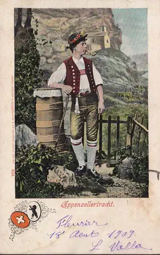 AK Appenzellertracht, gelaufen 1909
