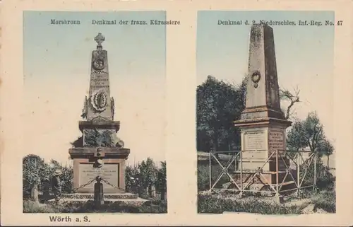 Woerth, Morsbronn Denkmal der franz. Kürassiere, Denkmal der 2. Niederschlesischen Inf. Reg No. 47, ungelaufen