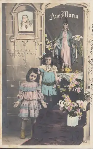 CPA Ave Maria, Maintenat , et a l'heure de notre mort, circulé 1906