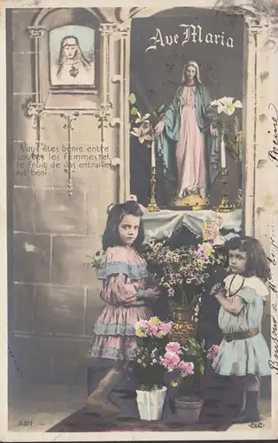 CPA Ave Maria, Vous etes benie entre, circulé 1906
