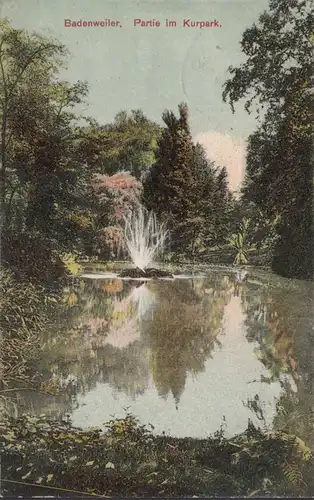 Badenweiler, Partie im Kurpark, Bahnpost, gelaufen 1907