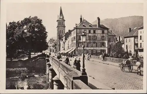 CP Saint-Dié, Le Grand Pont sur la Meurthe vers l'Église Saint Martin, non circulé- daté 1946