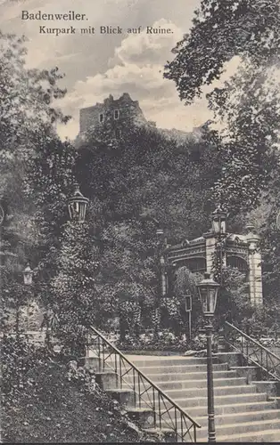 Badenweiler, Kurpark mit Blick auf Ruine, gelaufen 1906
