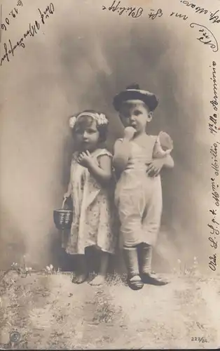 CPA Portraitbild zweier Kinder, circulé 1906