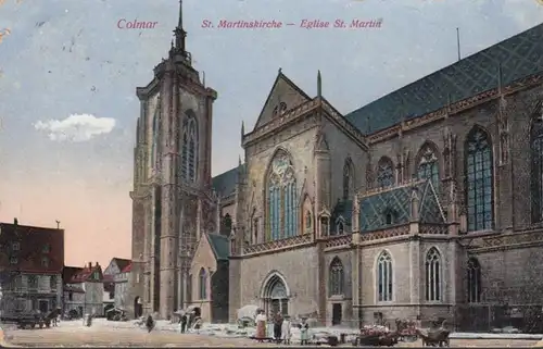 CPA Colmar, Saint-Martin, Église Saint Martin, circulé 1913