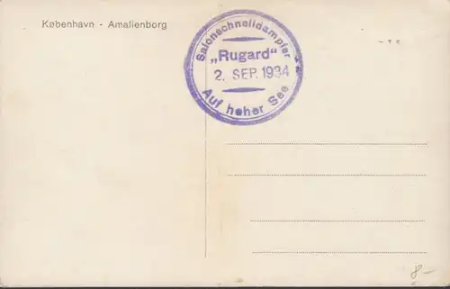 Kobenhavn, Amalienborg, Salonschnelldampfer Rugard 1934, ungelaufen