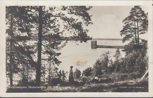 Kristinehamn, Badstranden vid Skymningen, gelaufen 1926