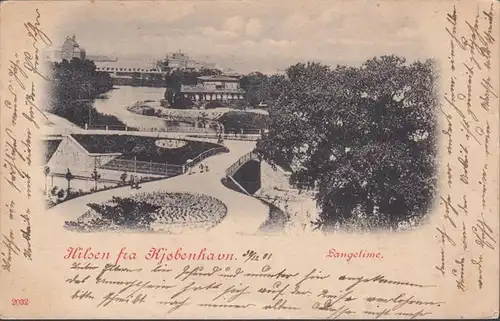 Hilsen fra Kjobenhavn, Langelime, gelaufen 1901