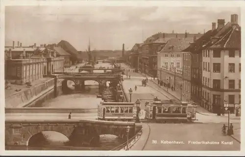 Kobenhavn, Frederiksholms Kanal, Straßenbahn, Tram, gelaufen 1927