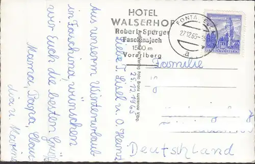 Faskana, Hotel Walserhof en hiver, couru en 1965